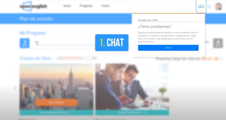 Open English plataforma ayuda por chat